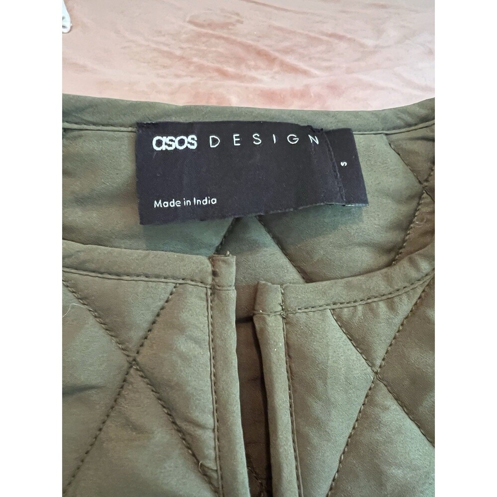 ASOS DESIGN Cut Work Quilted Jacket -Olive Khaki Womens S Small 4 6 - Picture 7 of 12